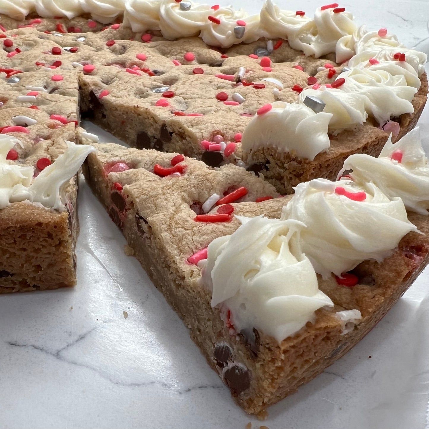 Heart Shaped Chocolate Chip Cookie Cake