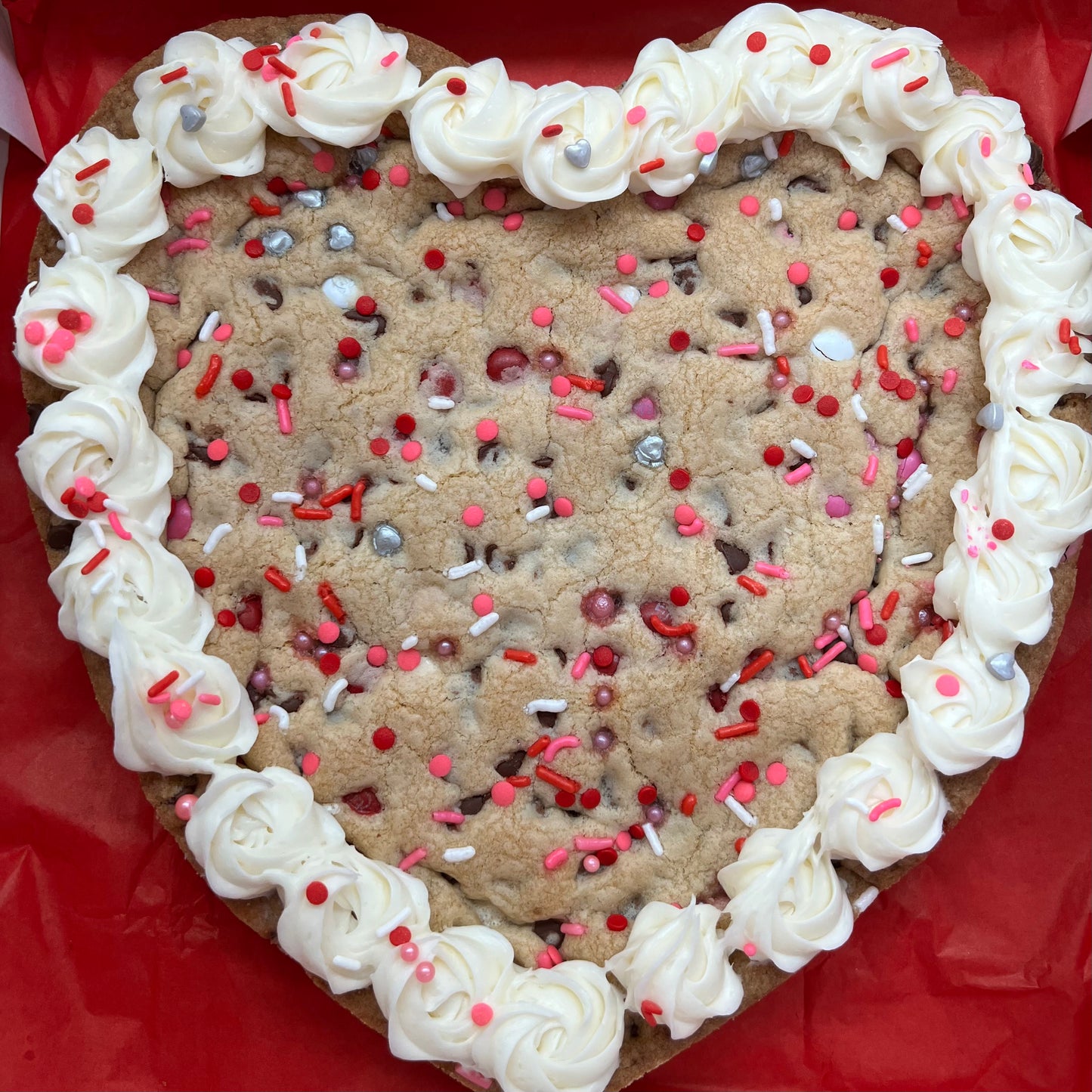 Heart Shaped Chocolate Chip Cookie Cake